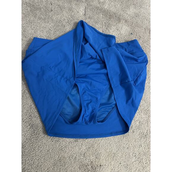 EUC Lands End Swimsuit Sz 14 Tankini Top & Swim Skirt Set Blue Tie Dye Stripe - Picture 7 of 11